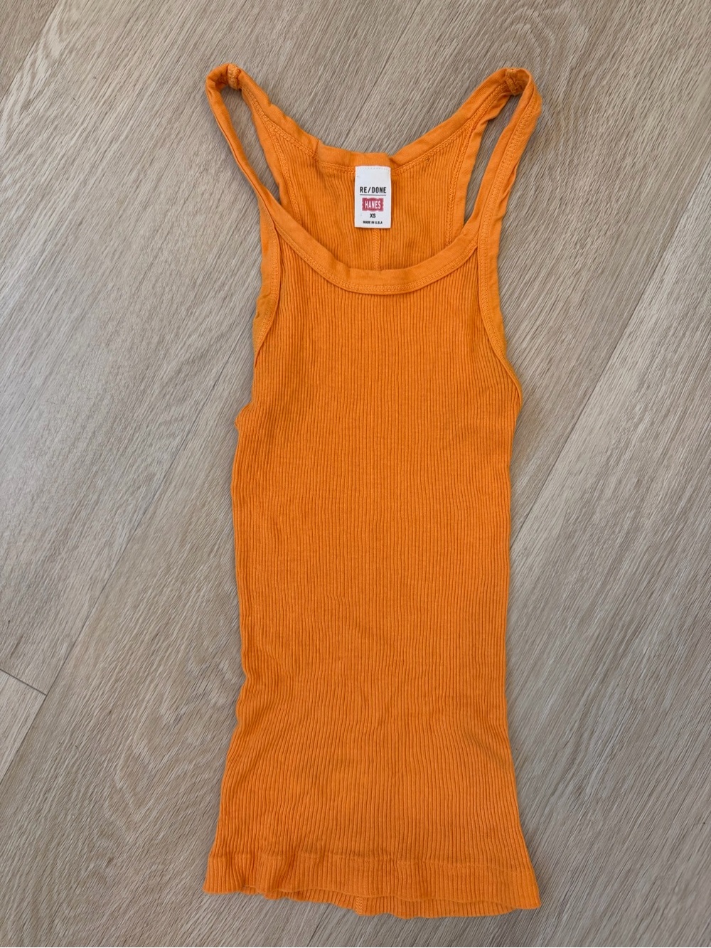 RE/DONE x Hanes Ribbed Tank Top Orange XS Made in USA